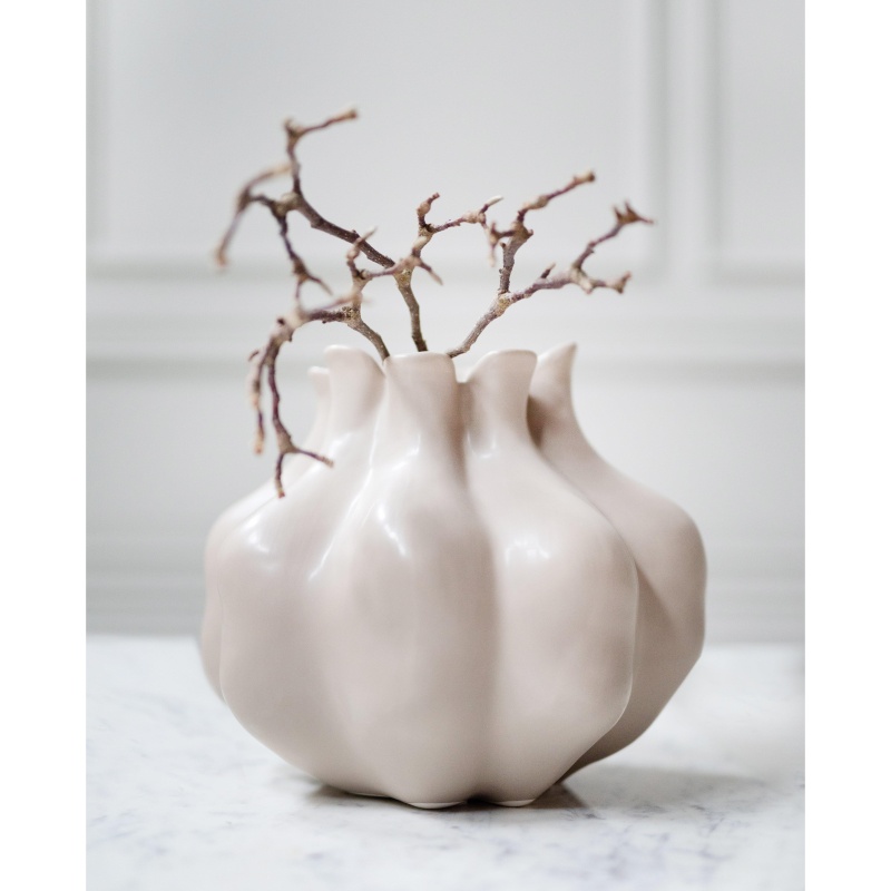 Váza kulatá atypická z dolomitu VIOLET krémová 20cm-0