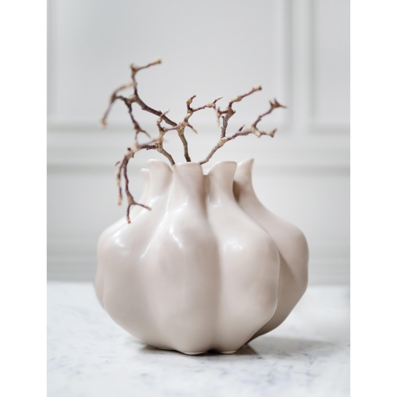 Váza kulatá atypická z dolomitu VIOLET krémová 28cm-0