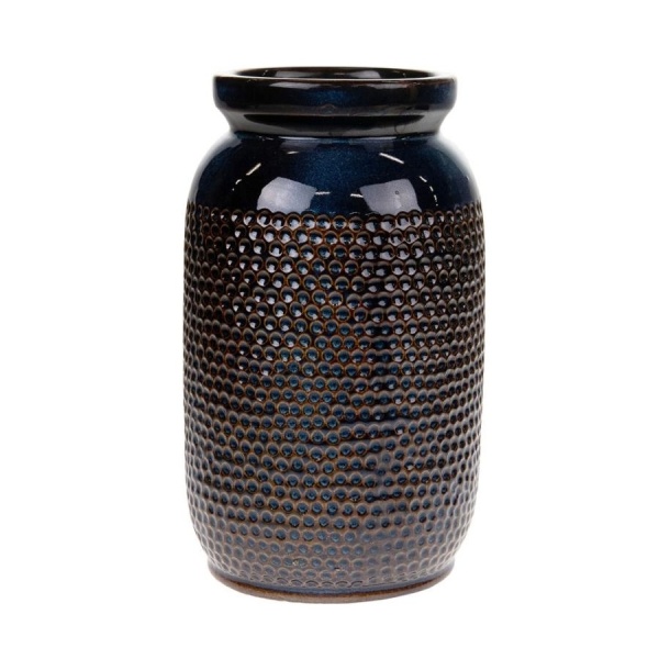 Keramické vázy - Váza kulatá keramika černá 25,5cm
