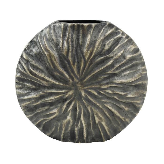 Design pro Váš domov - Váza kulatá plochá zvlněný hliník LOZAC šedá 29cm