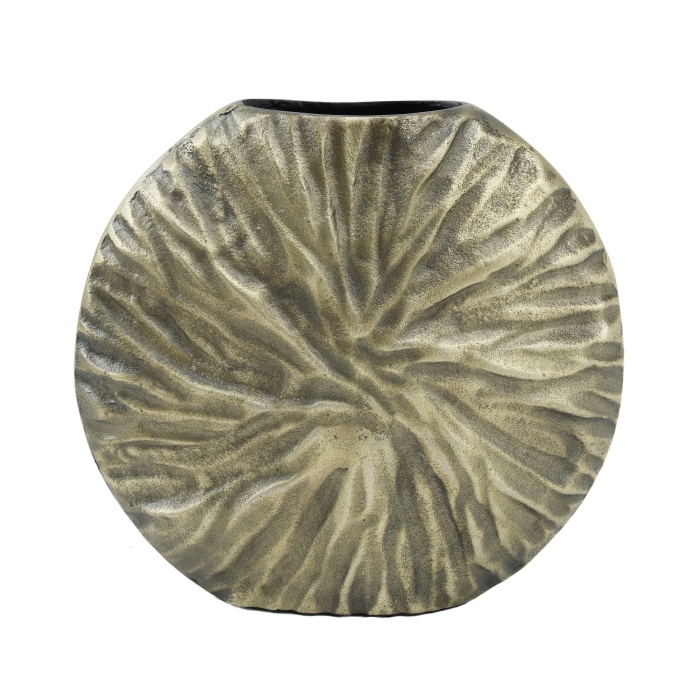 Design pro Váš domov - Váza kulatá plochá zvlněný hliník LOZAC stříbrná 25cm
