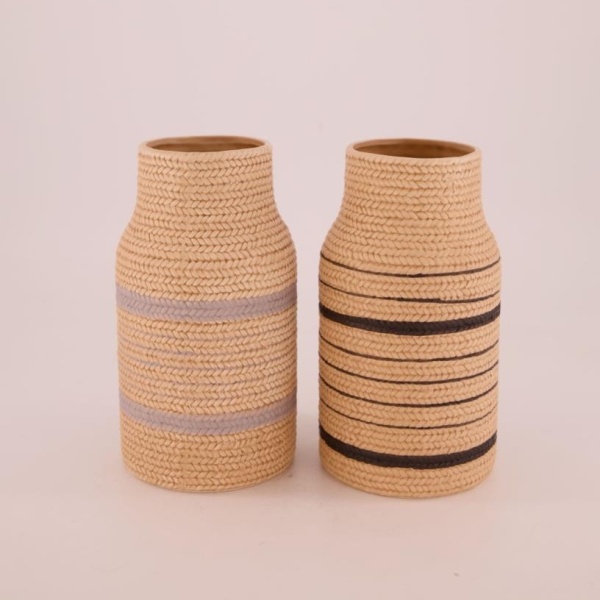 Keramické vázy - Váza kulatá úzké hrdlo dekor pletenina porcelán  mix 20,5cm