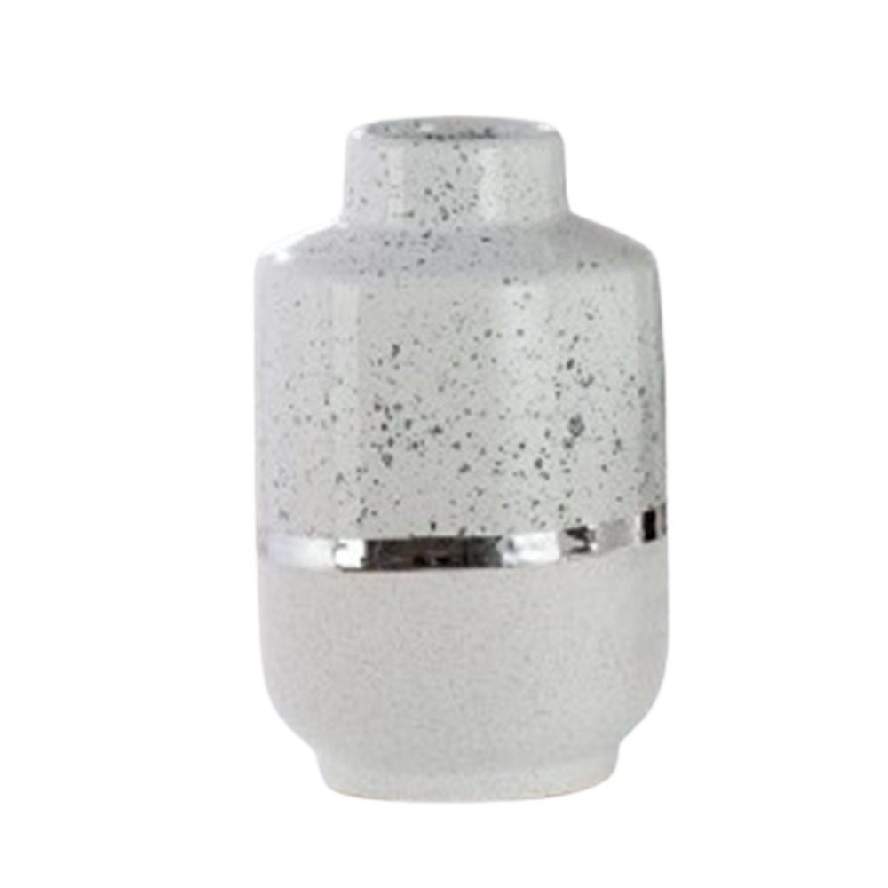 Keramické vázy - Váza kulatá úzké hrdlo keramika bílo-šedá 29cm