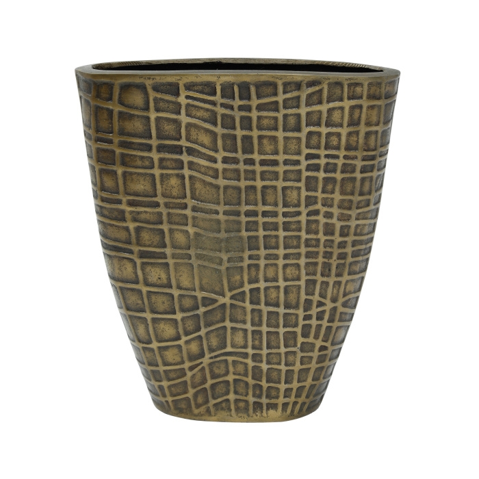 Design pro Váš domov - Váza oválná hliník SELVAS S čtverce zlatá 35cm