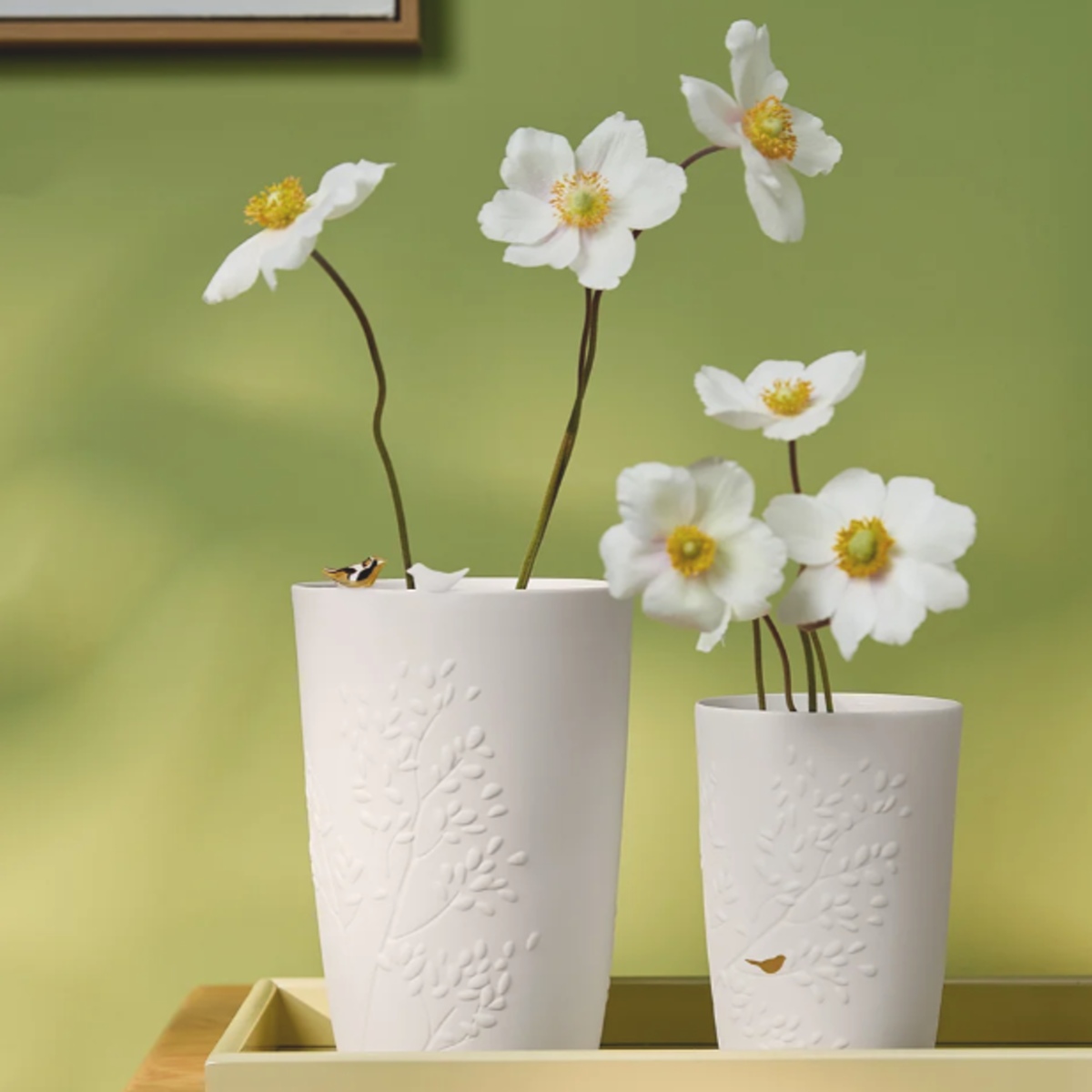 Váza porcelánová s ptáčky 18,5cm-0