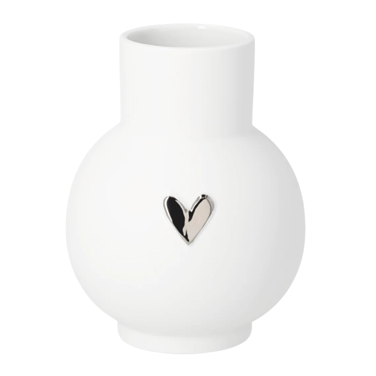 Keramické vázy - Váza porcelánová se zúženým hrdlem a srdcem 13cm