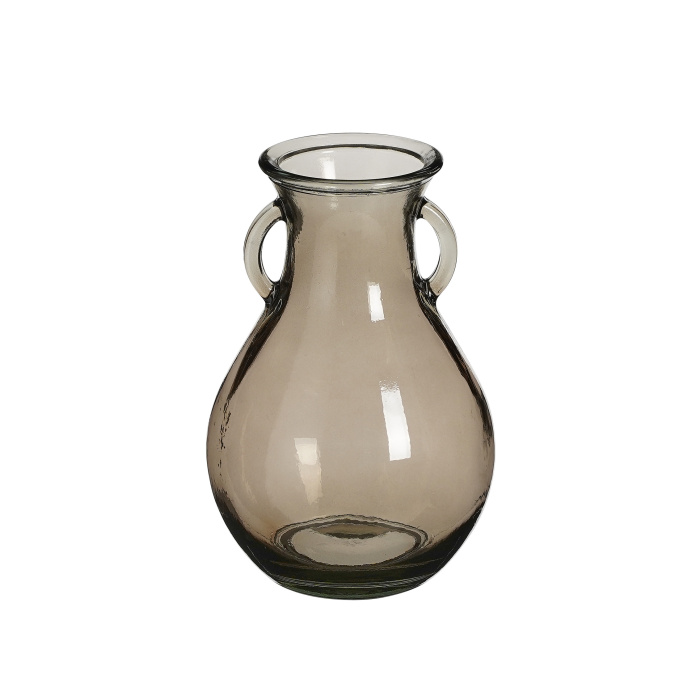 Skleněné vázy - Váza skleněná amfora SITIA 2 ucha hnědá 24cm