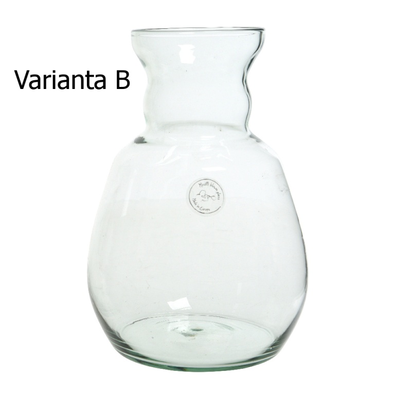 Váza skleněná atypická, čirá 27cm-3