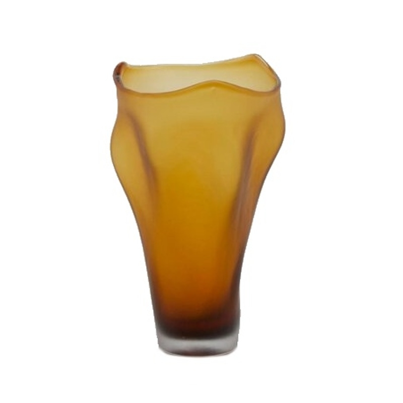 Skleněné vázy - Váza skleněná atypicky kónická FLEXY jantarová 30cm