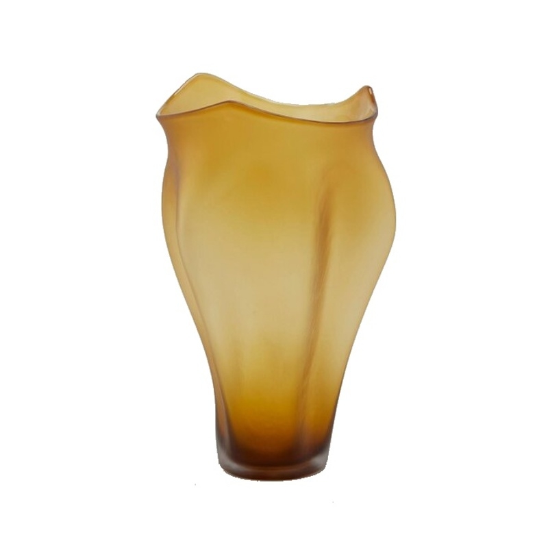 Skleněné vázy - Váza skleněná atypicky kónická FLEXY jantarová 53cm