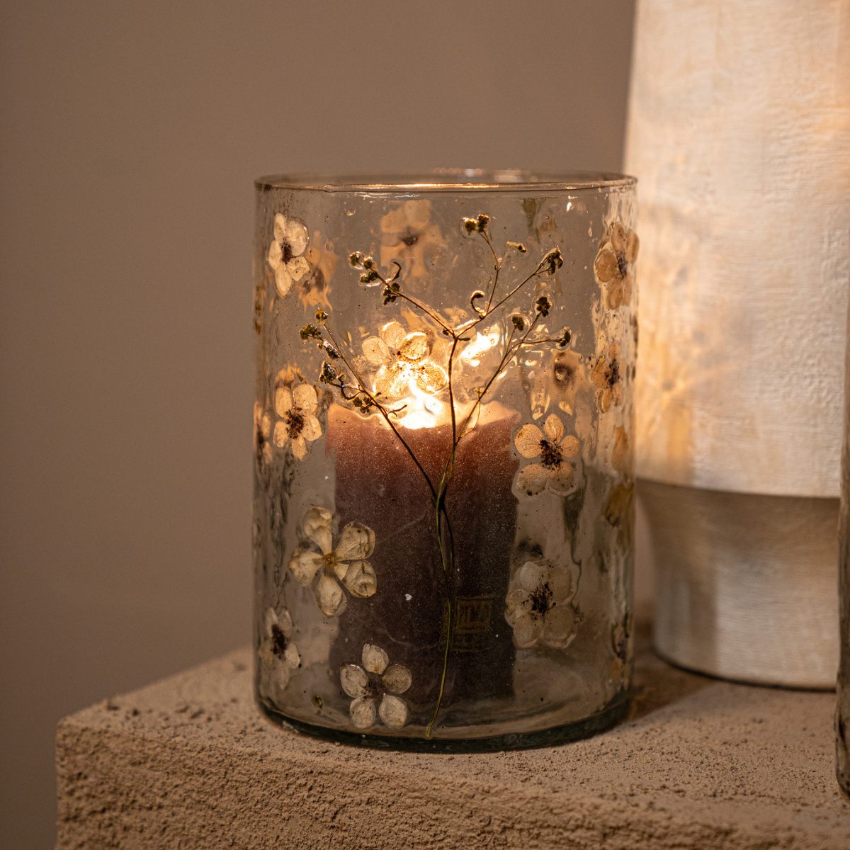 Váza skleněná GRESA s květy 42cm-0