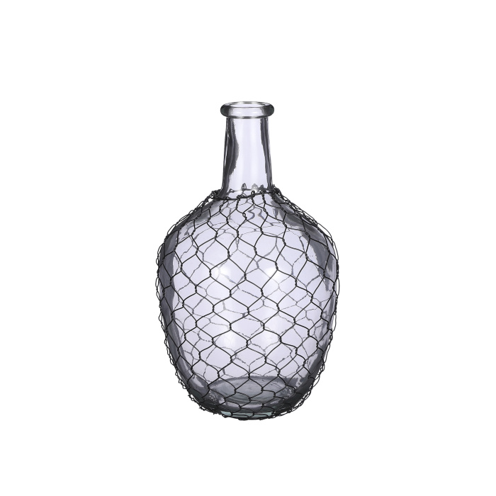 Skleněné vázy - Váza skleněná oplétaná MARIBEL s úzkým hrdlem čirá 30,5cm