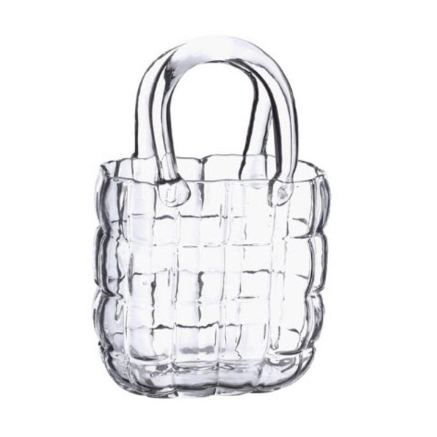 Skleněné vázy - Váza skleněná taška MARAIS čirá 22cm