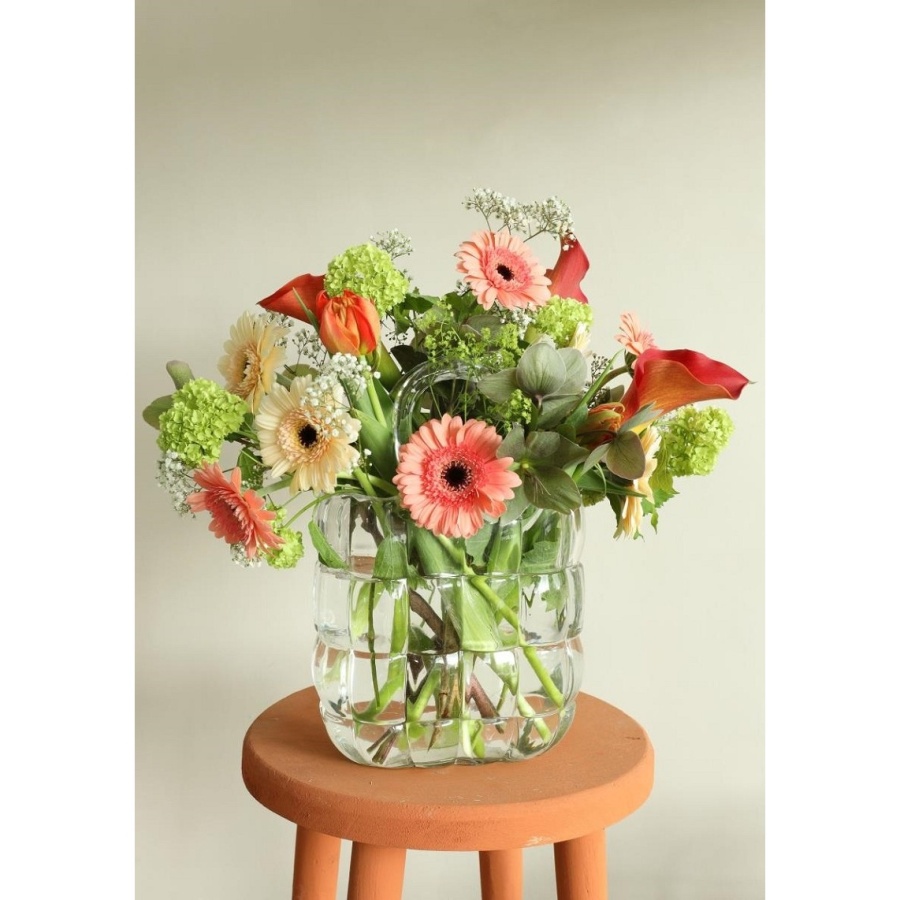 Váza skleněná taška MARAIS čirá 22cm-1