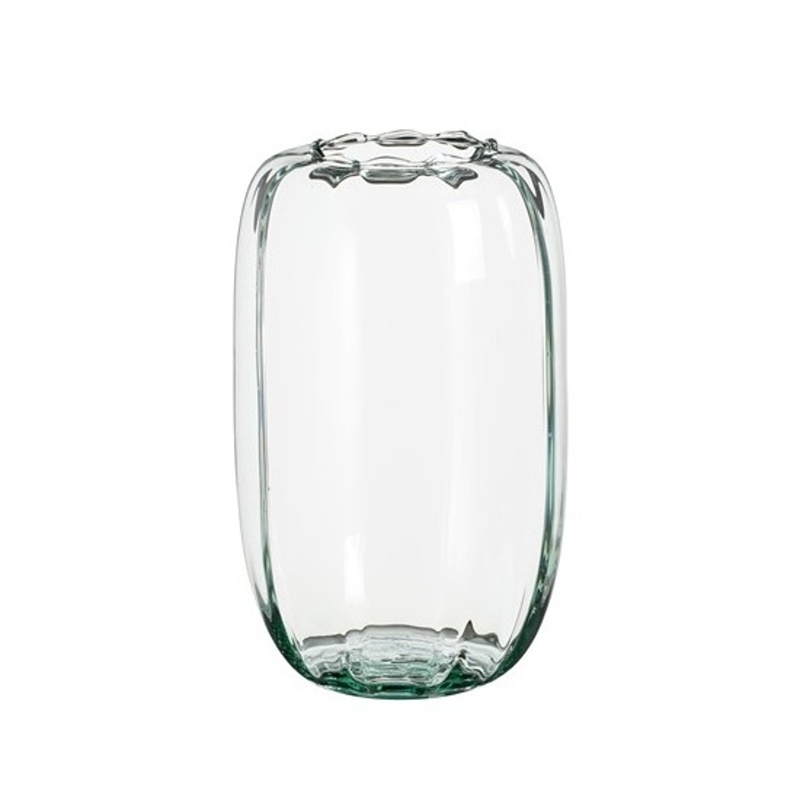 Skleněné vázy - Váza skleněná válcová RICCI se zvlněným okrajem čirá 30cm