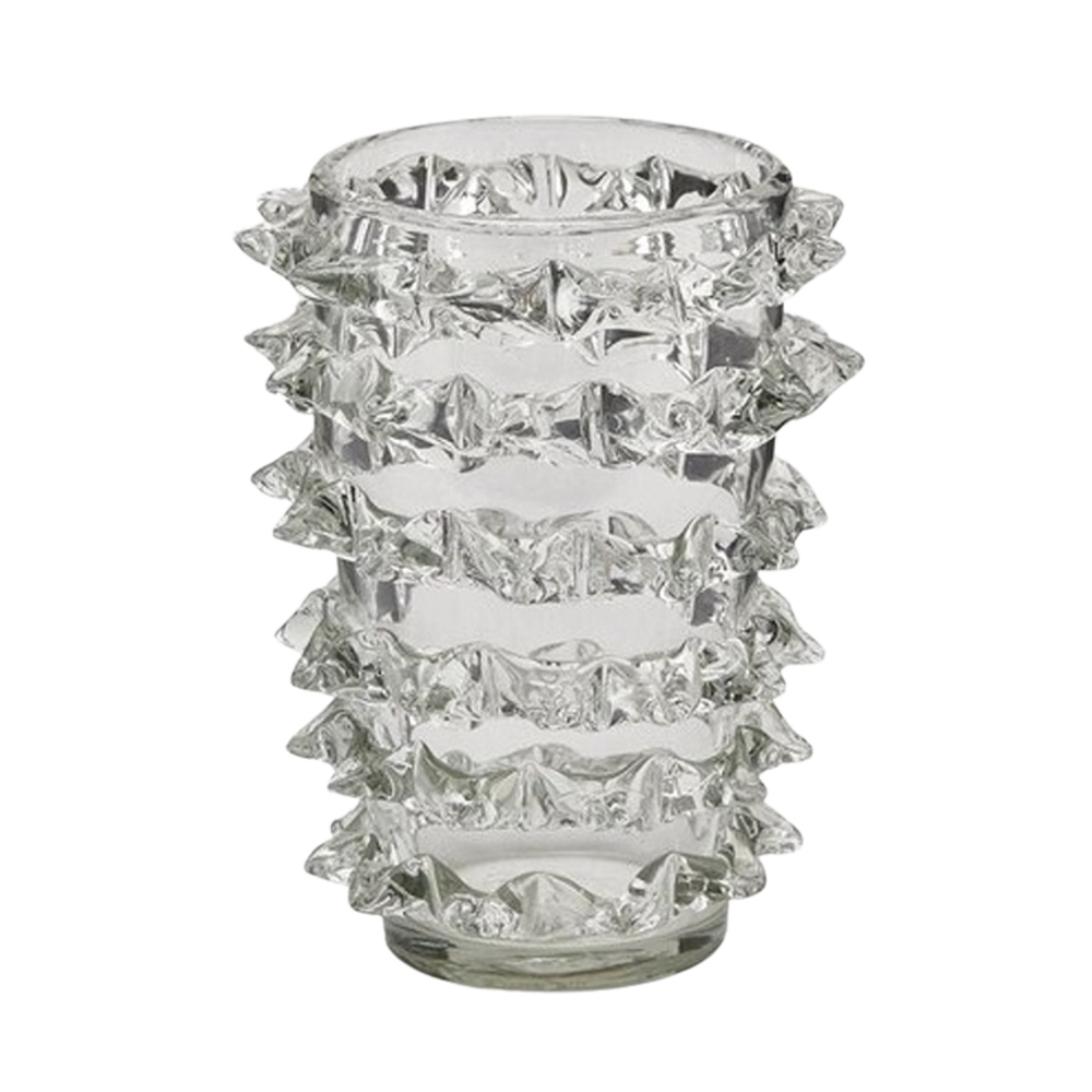 Skleněné vázy - Váza skleněná válcová s hroty čirá 28cm