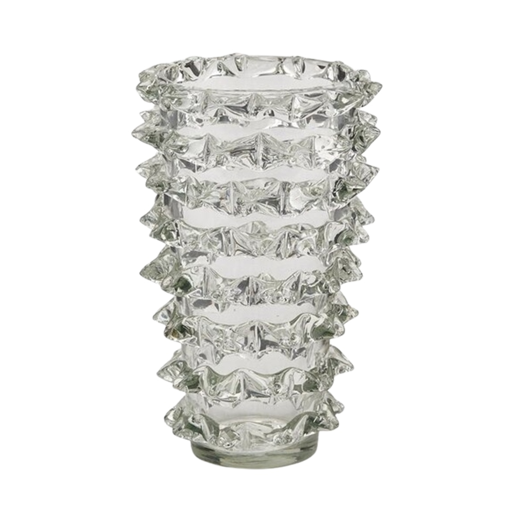 Skleněné vázy - Váza skleněná válcová s hroty čirá 35cm