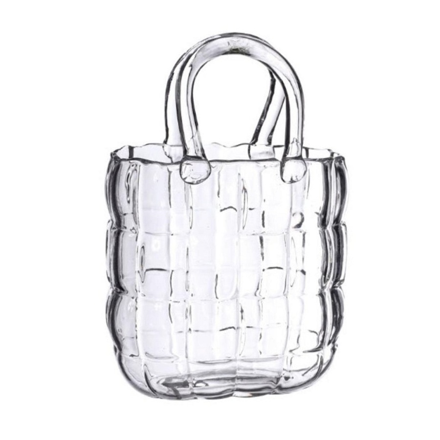 Skleněné vázy - Váza taška skleněná MARAIS čirá 28cm