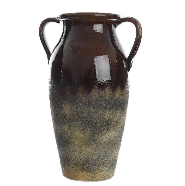 Keramické vázy - Váza terakotová amfora dekor patina 44cm tmavě hnědá