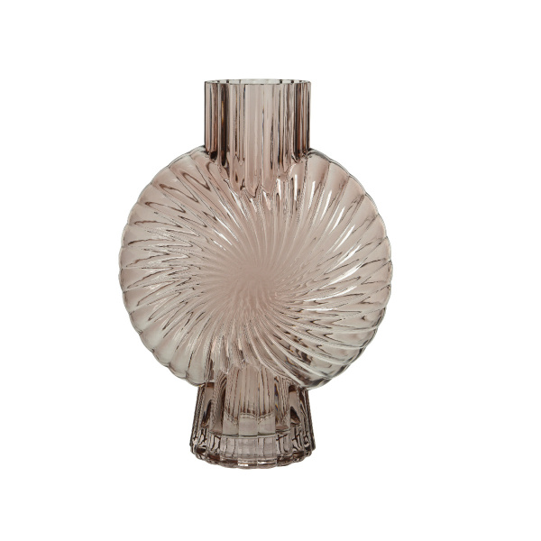 Skleněné vázy - Váza válec atyp sklo hnědá 32cm