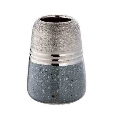 Keramické vázy - Váza válec kónická keramika šedá-stříbrná 18,5cm