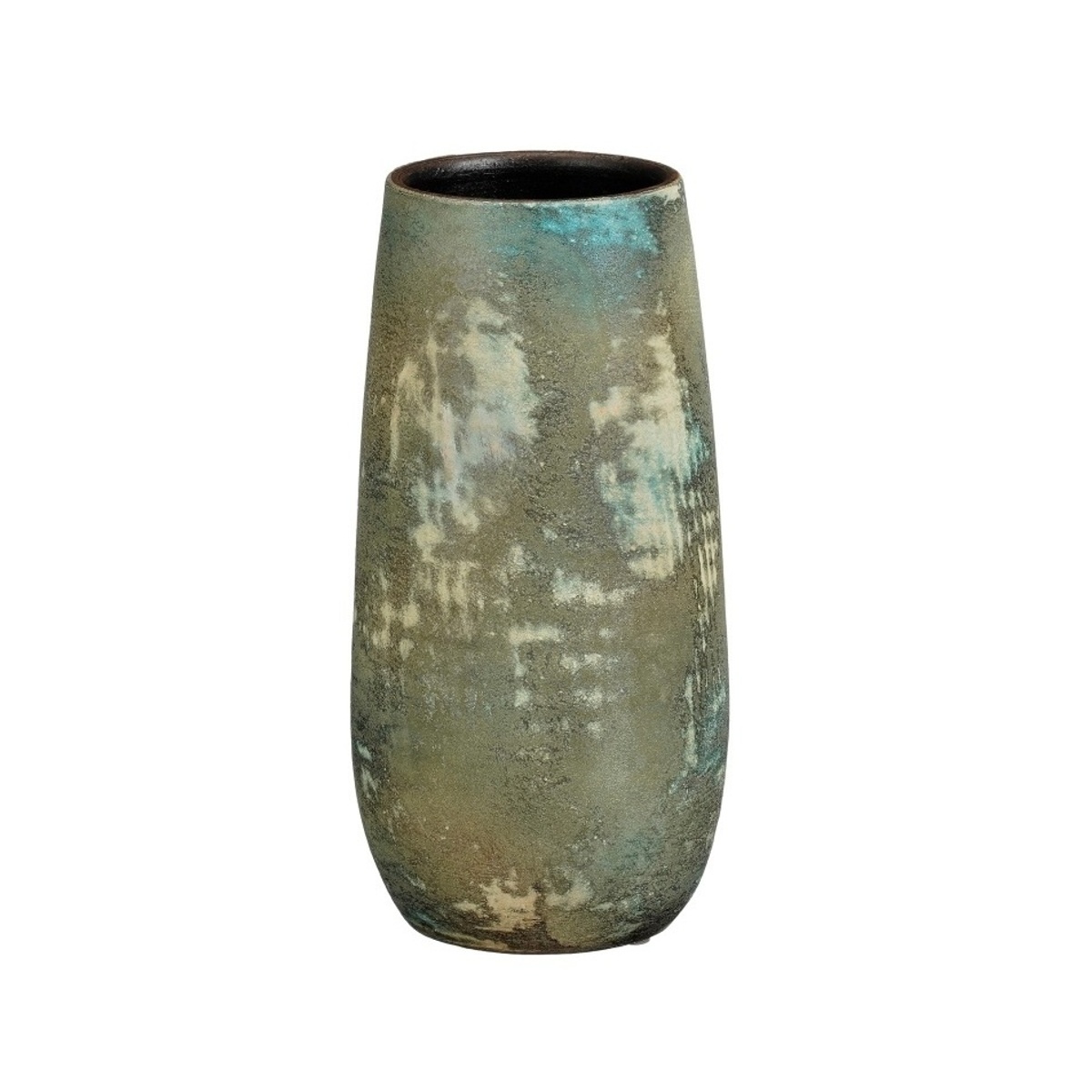 Keramické vázy - Váza vysoká kulatá terakotová OLAF zelená patina 35cm