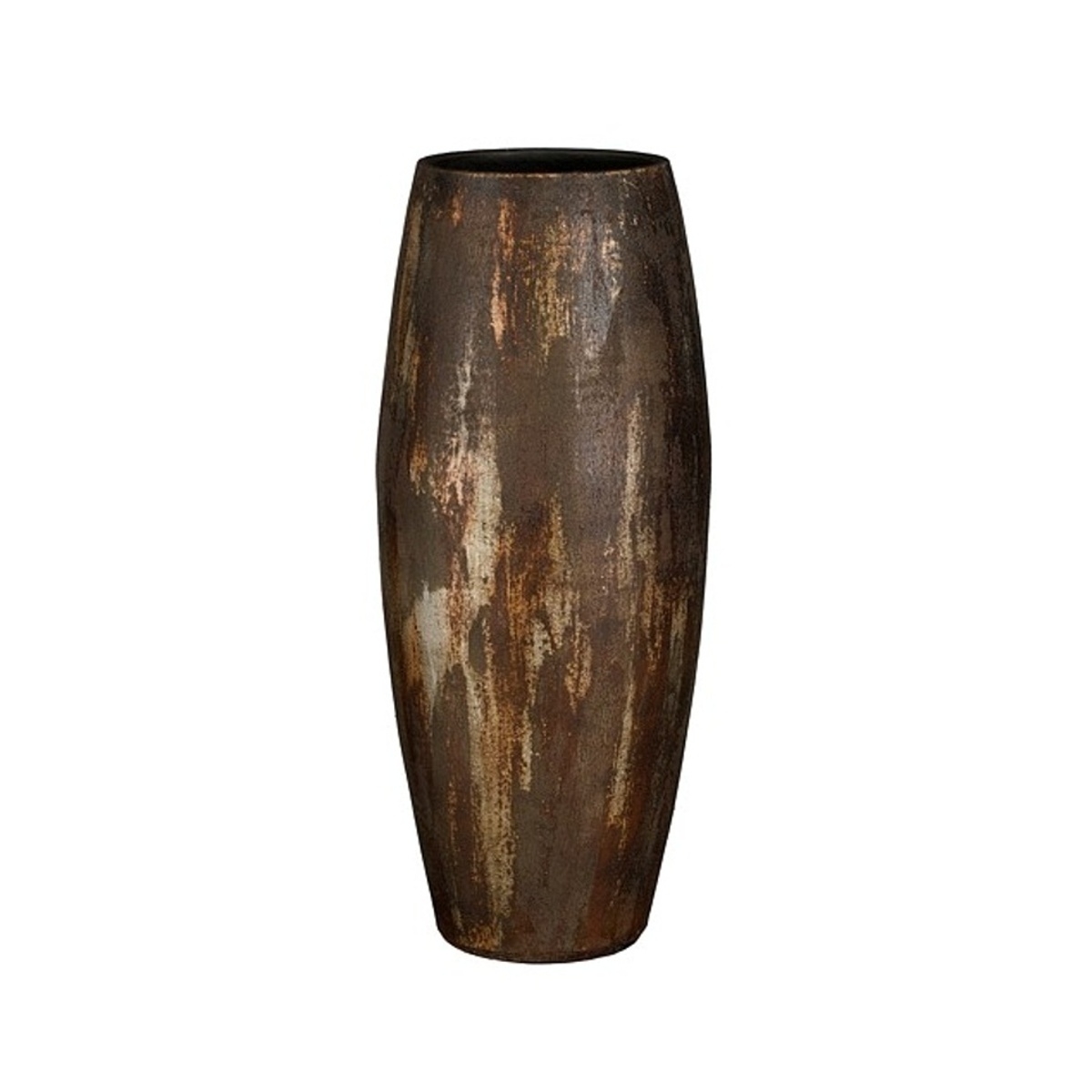 Keramické vázy - Váza vysoká kulatá terakotová ROEL rezavá patina 70cm