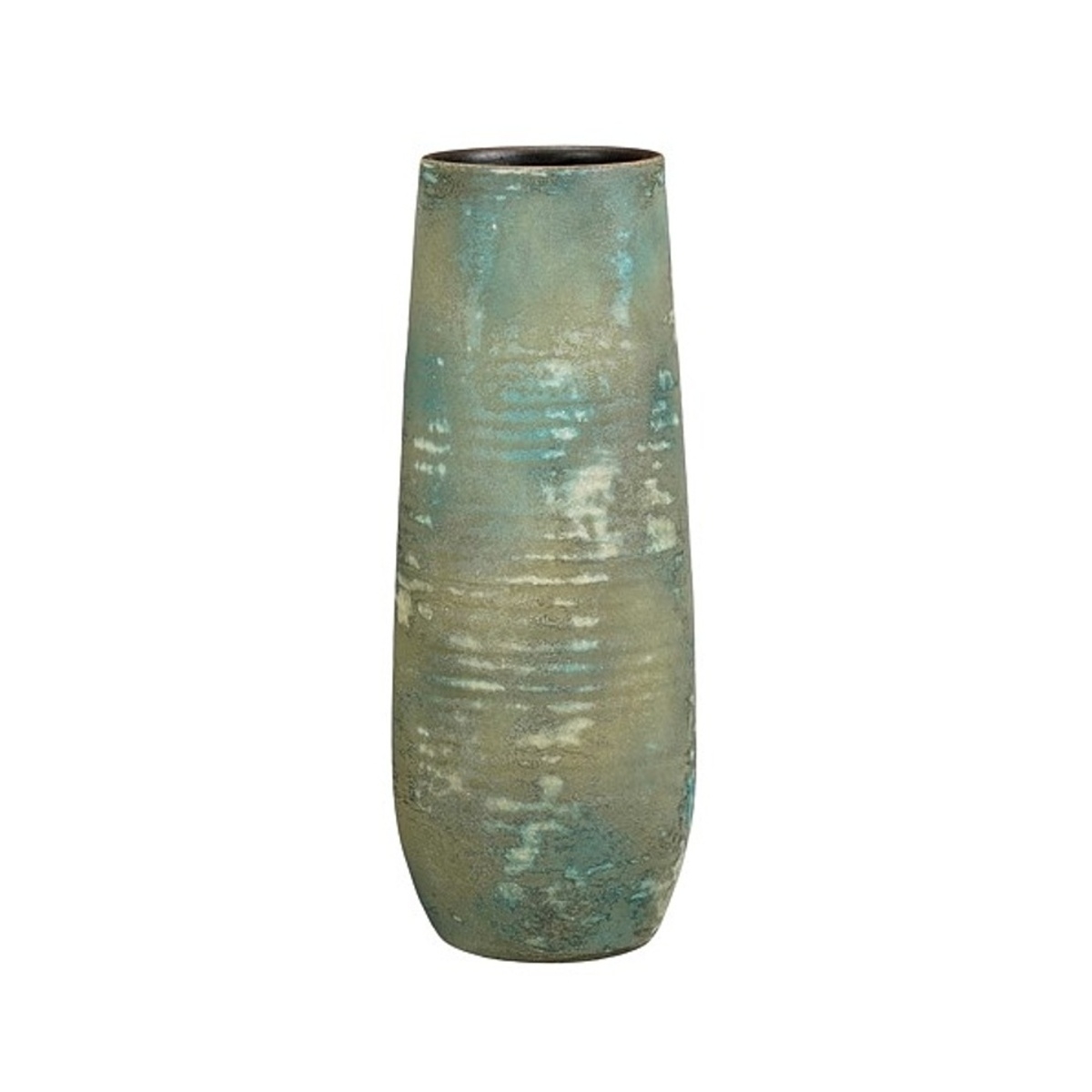 Keramické vázy - Vázal vysoká kulatá terakotová OLAF zelená patina 55cm