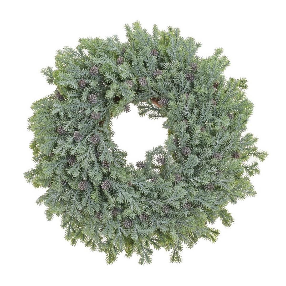 Vánoční umělé květiny - Věnec umělé jehličí a šišky 45cm