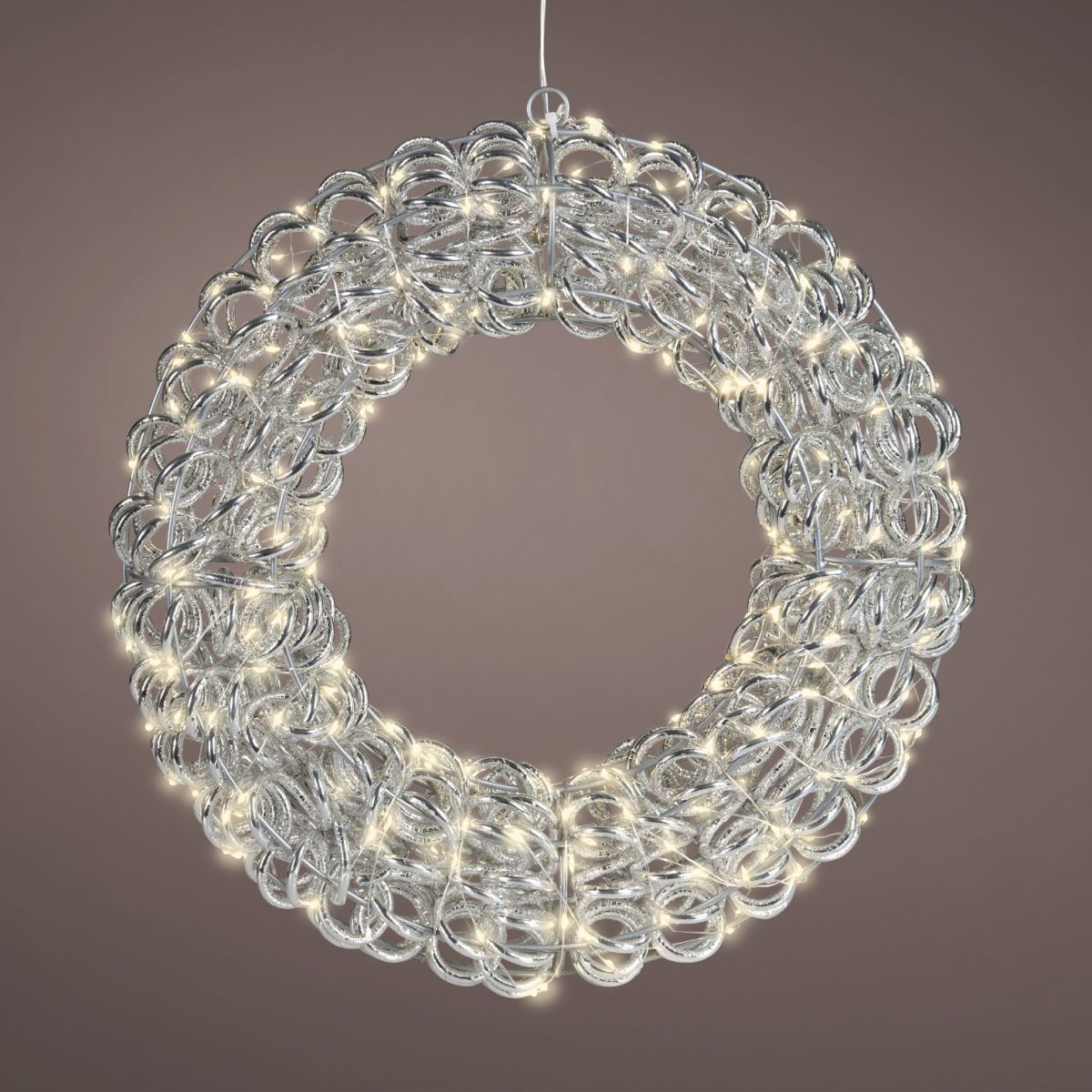 Věnce - Věnec venkovní čirý 300microLED t.bílá  s časovačem blikající 38cm