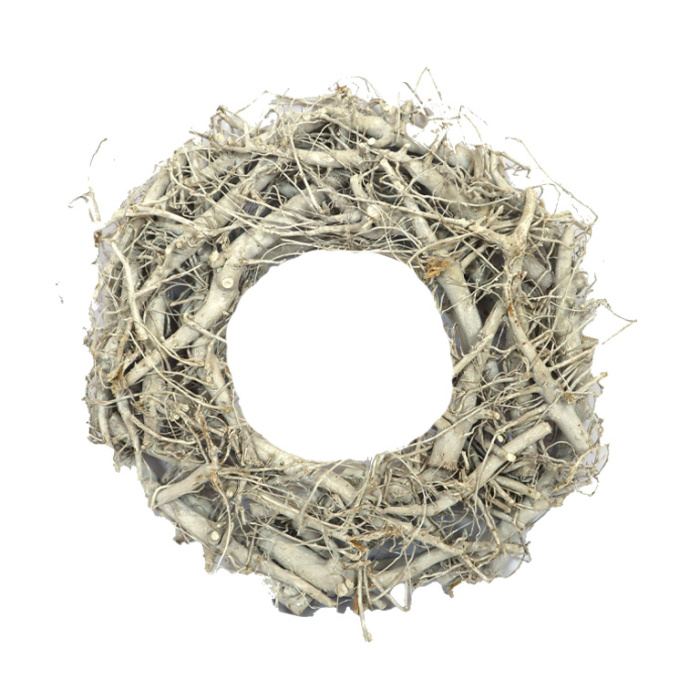 Věnce - Věnec z kořenů bílý 38cm
