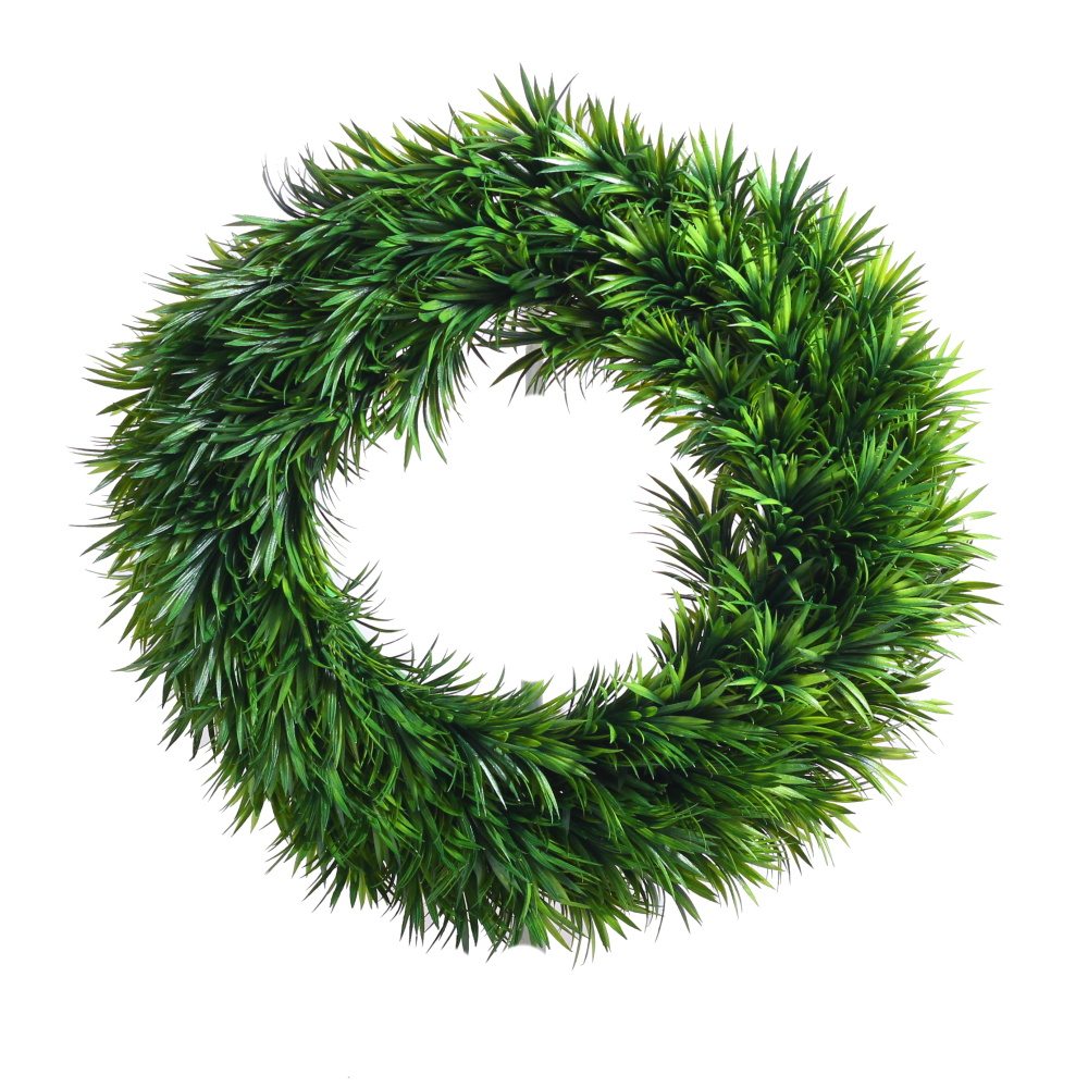 Věnce - Věnec z trávy umělý zelený 41cm