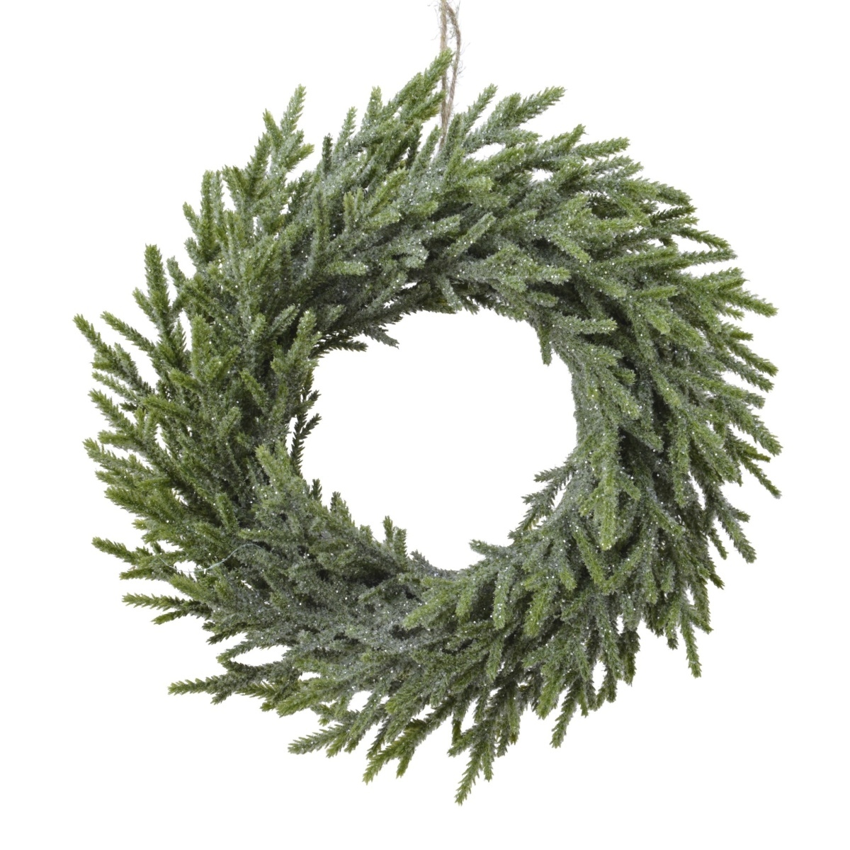 Vánoční umělé květiny - Věnec z umělého jehličí s glitry 30cm