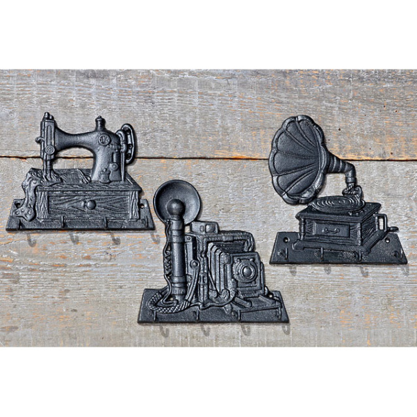 Designové doplňky - Věšák gramofon/šicí stroj/telefon kov 16cm