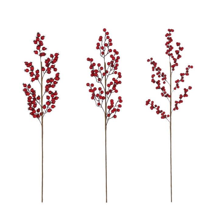 Větev bobule umělá červená mix 80cm
