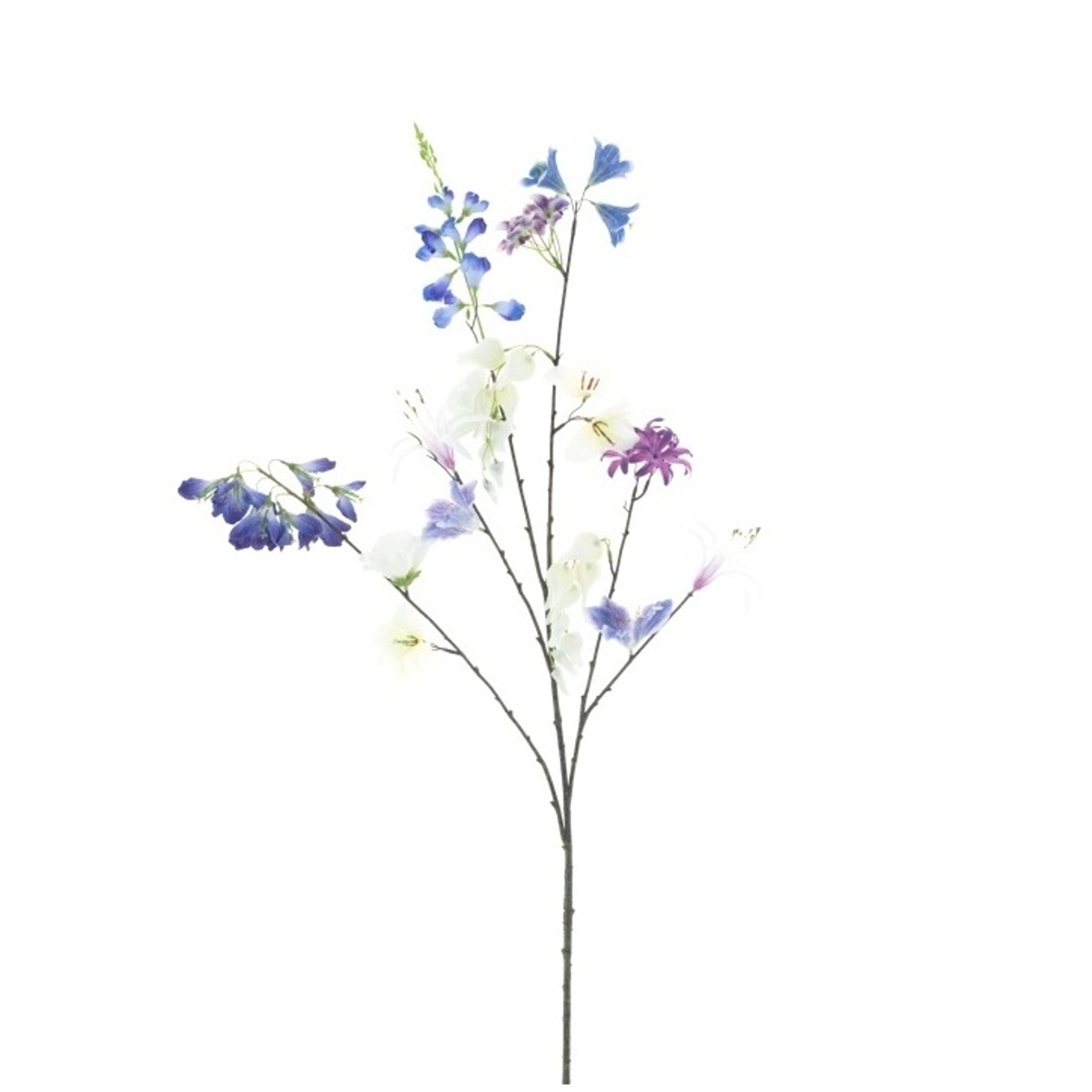 Letní umělé květiny - Větev mix květů umělá modrá 119cm