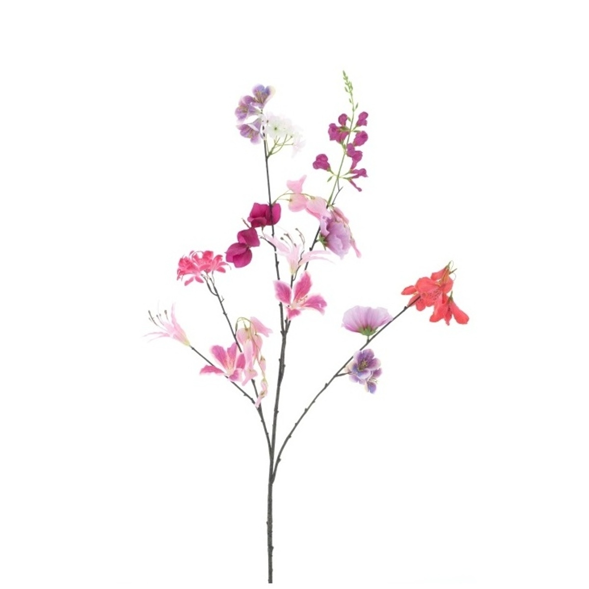 Letní umělé květiny - Větev mix květů umělá růžová 119cm