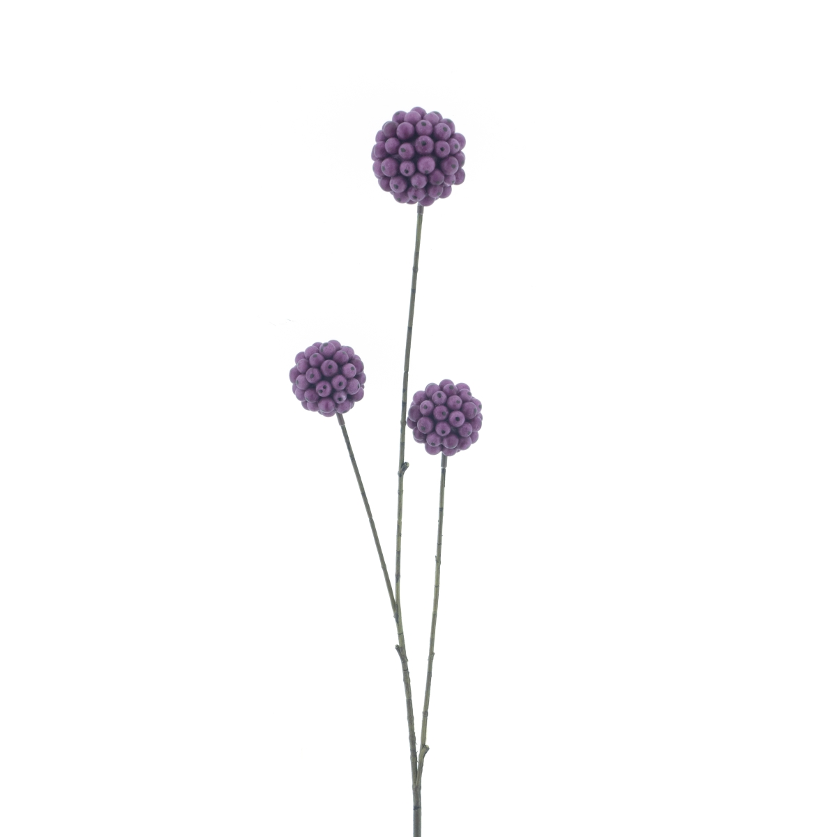 Větev se 3 koulemi z bobulí umělá purpurová 81cm