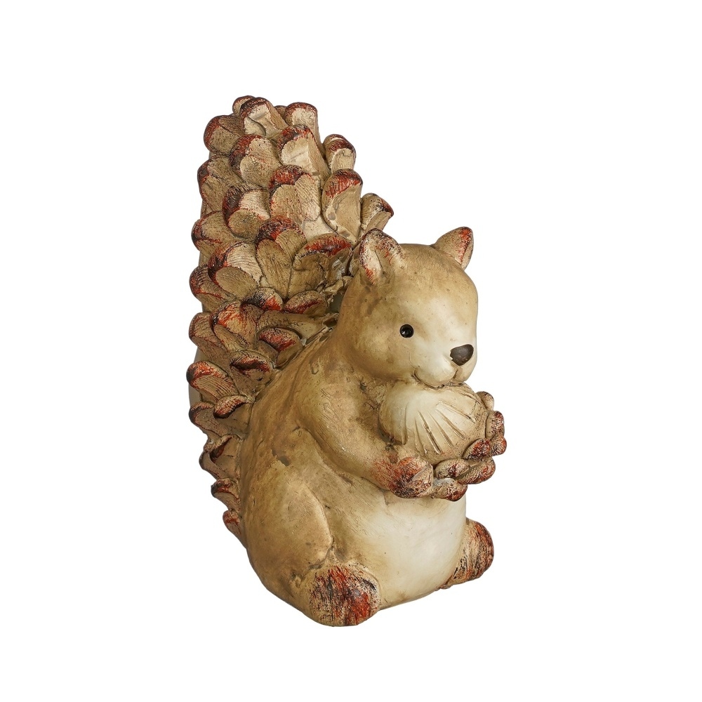 Dekorační figurky zvířat - Veverka s oříškem polyresinová hnědá 11,5cm