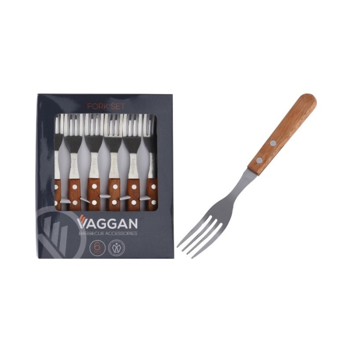 Kuchyňské doplňky - Vidlička nerez a dřevo 6ks