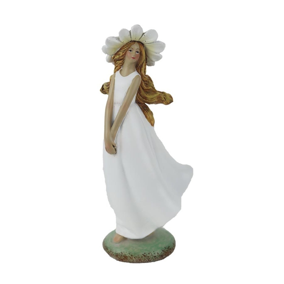 Dekorační figurky postav - Víla s kopretinovým klouboukem polyresinová 15cm