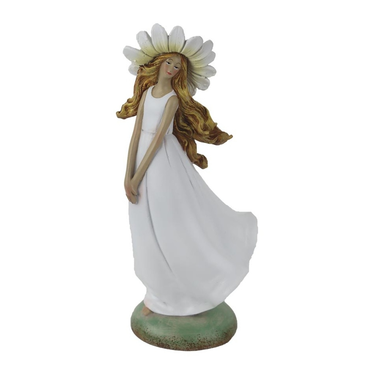 Dekorační figurky postav - Víla s kopretinovým klouboukem polyresinová 22cm