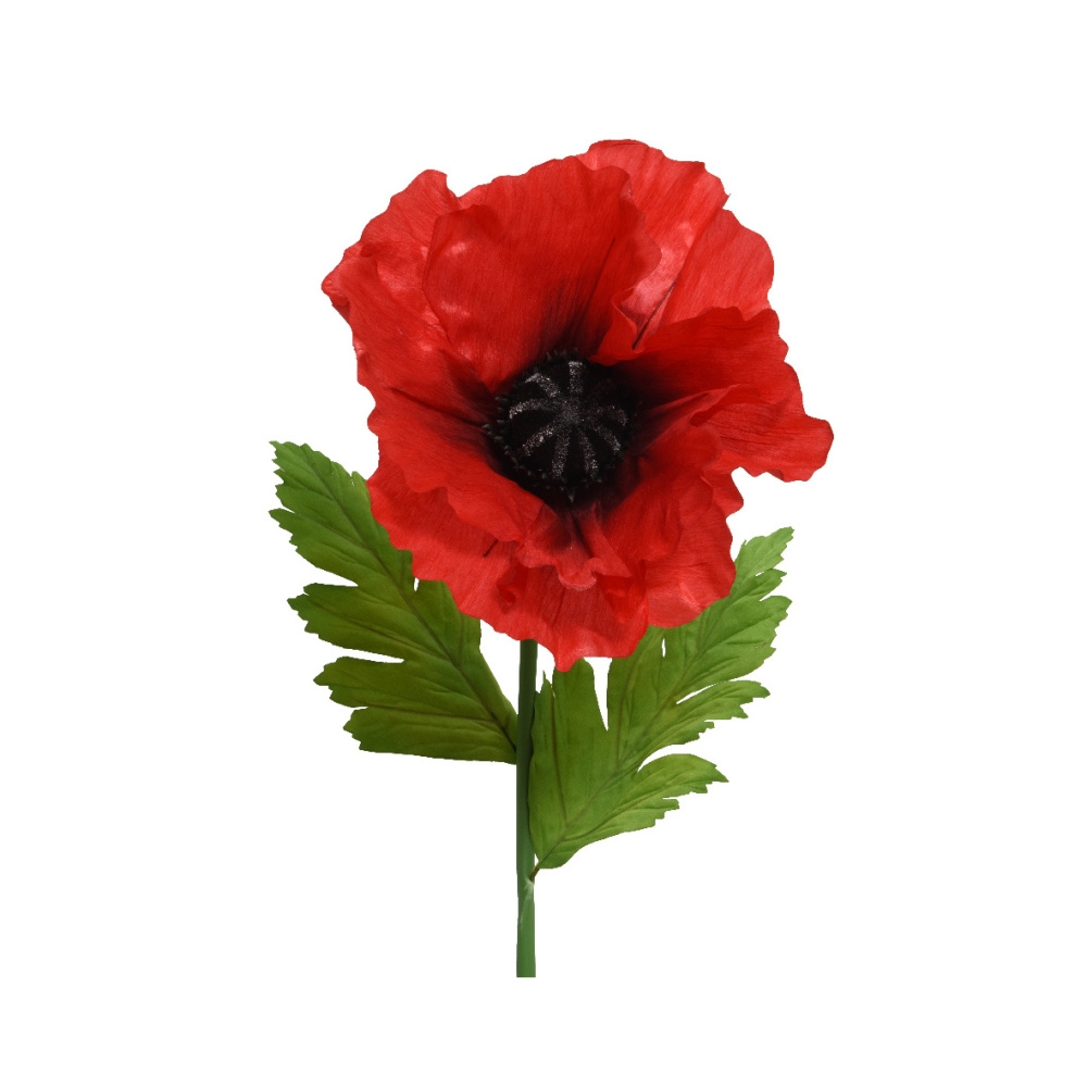 Letní umělé květiny - Vlčí mák řezaný umělý červený 115cm