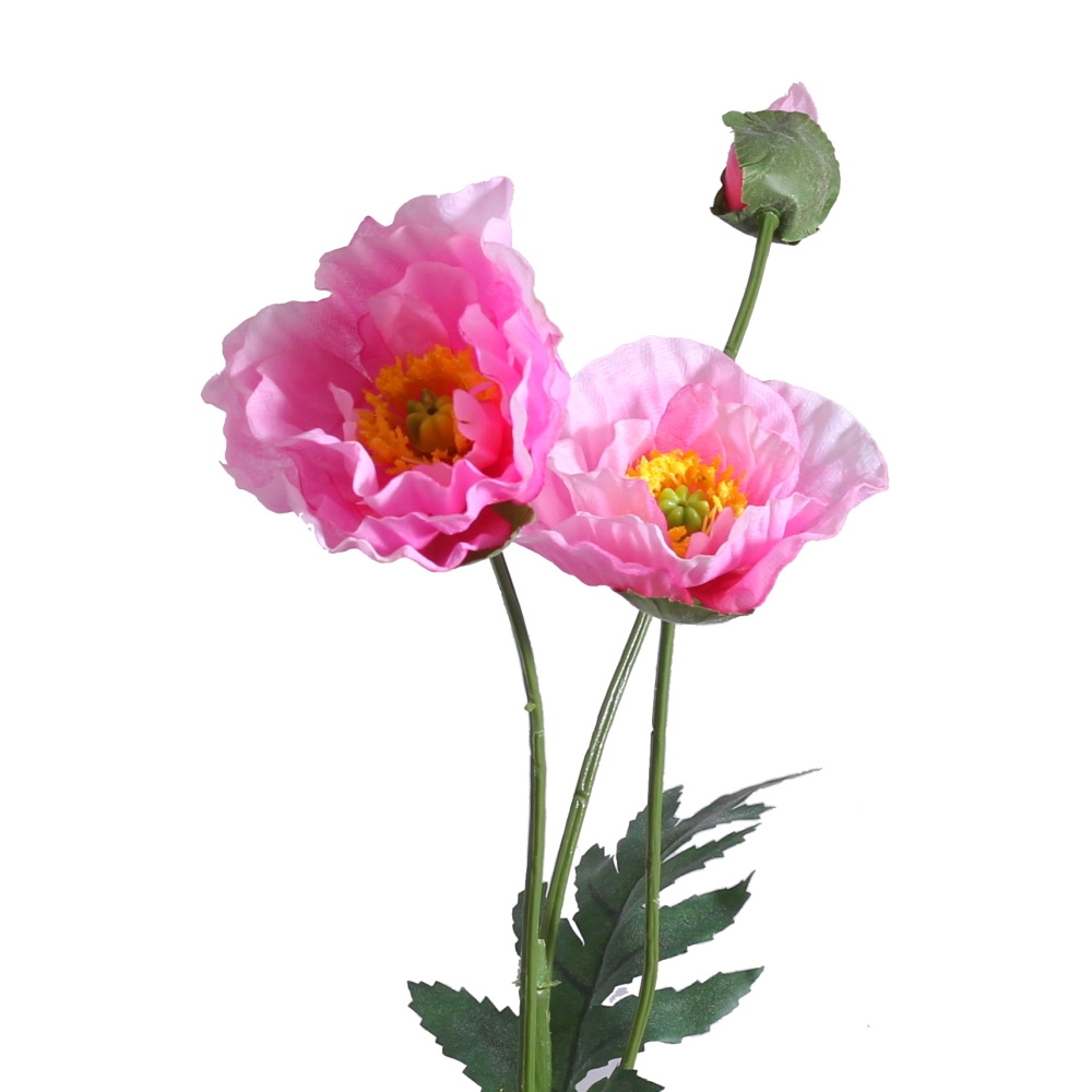 Jarní umělé květiny - Vlčí mák řezaný umělý růžový 73cm