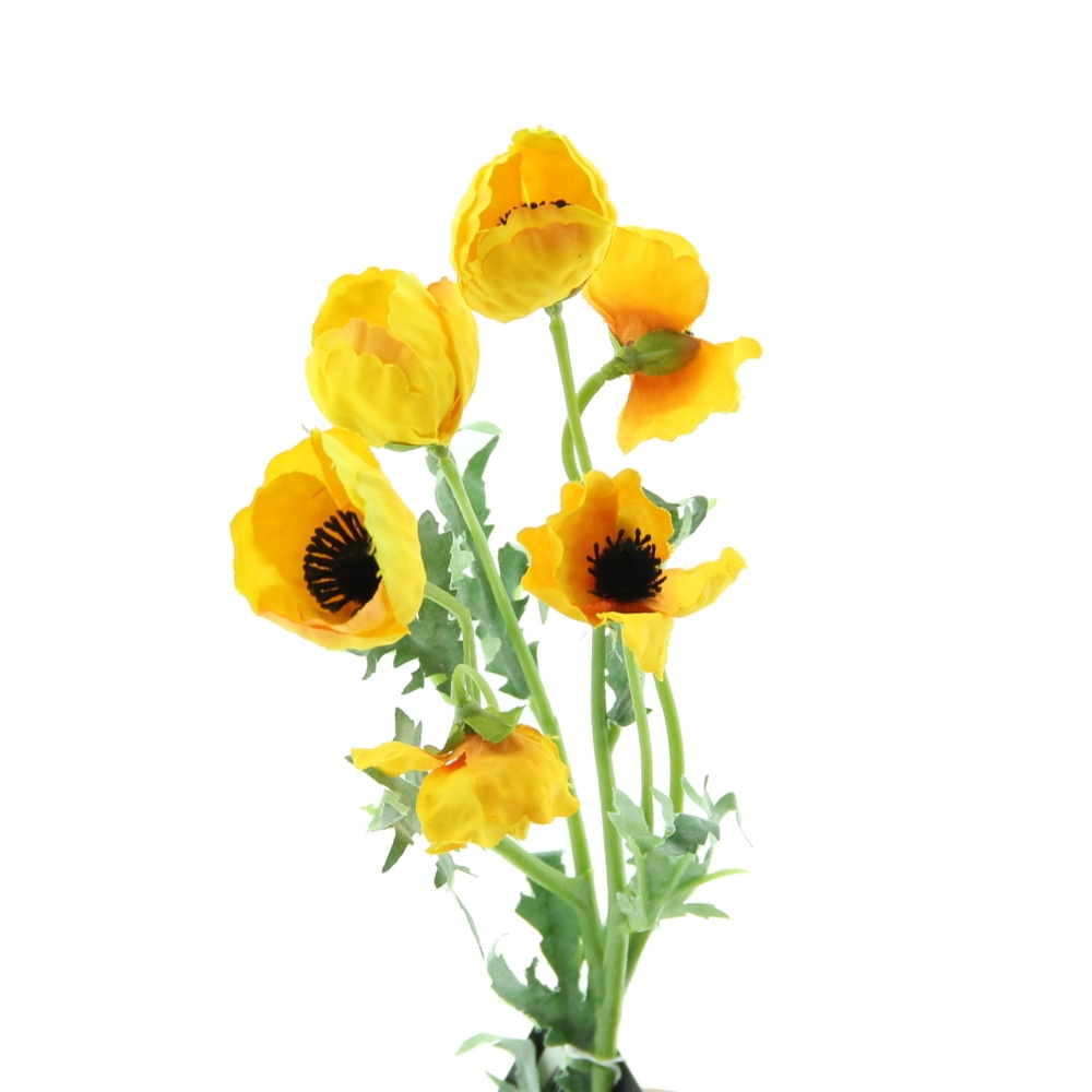 Letní umělé květiny - Vlčí mák řezaný umělý žlutý 61cm