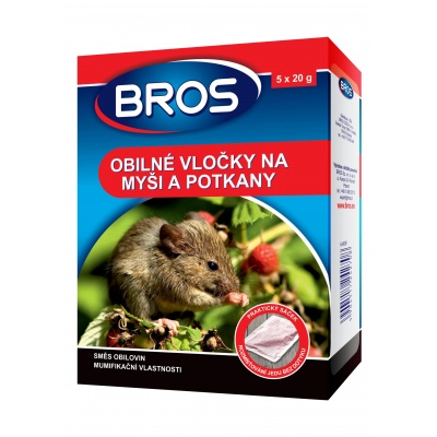 Zahradní chemie - Vločky obilné na myši, krysy, potkany BROS 100g