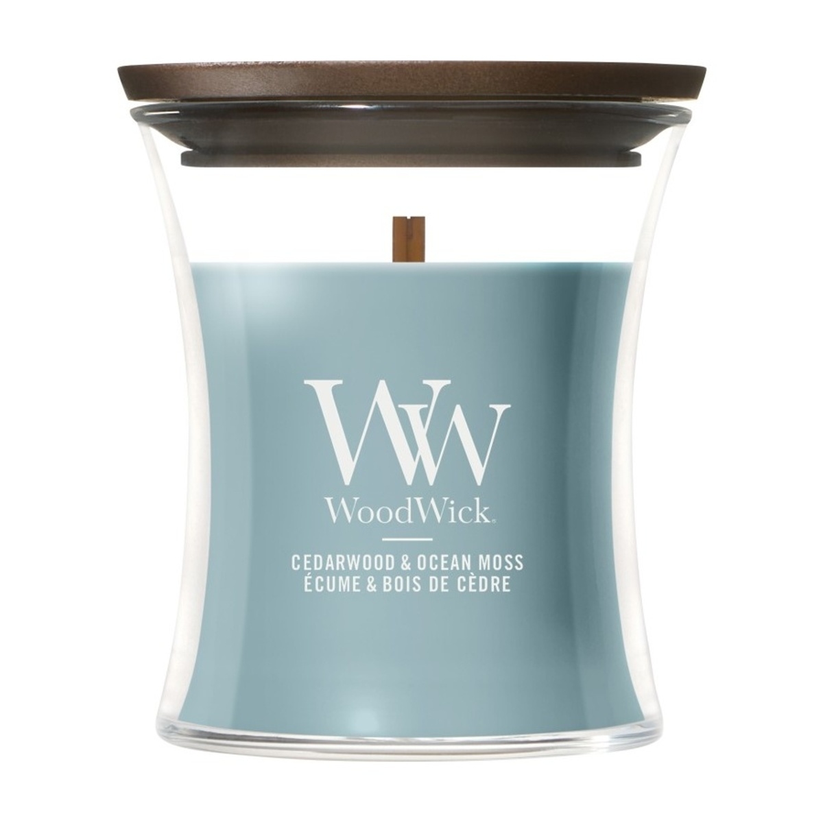 Svíčky WoodWick - Vonná svíčka WoodWick Cedarwood & Ocean Moss 85g