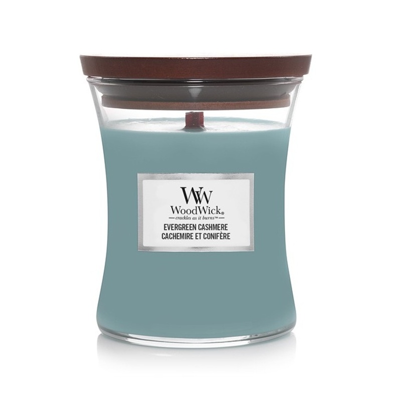 Svíčky WoodWick - Vonná svíčka WoodWick Evergreen Cashmere 275g