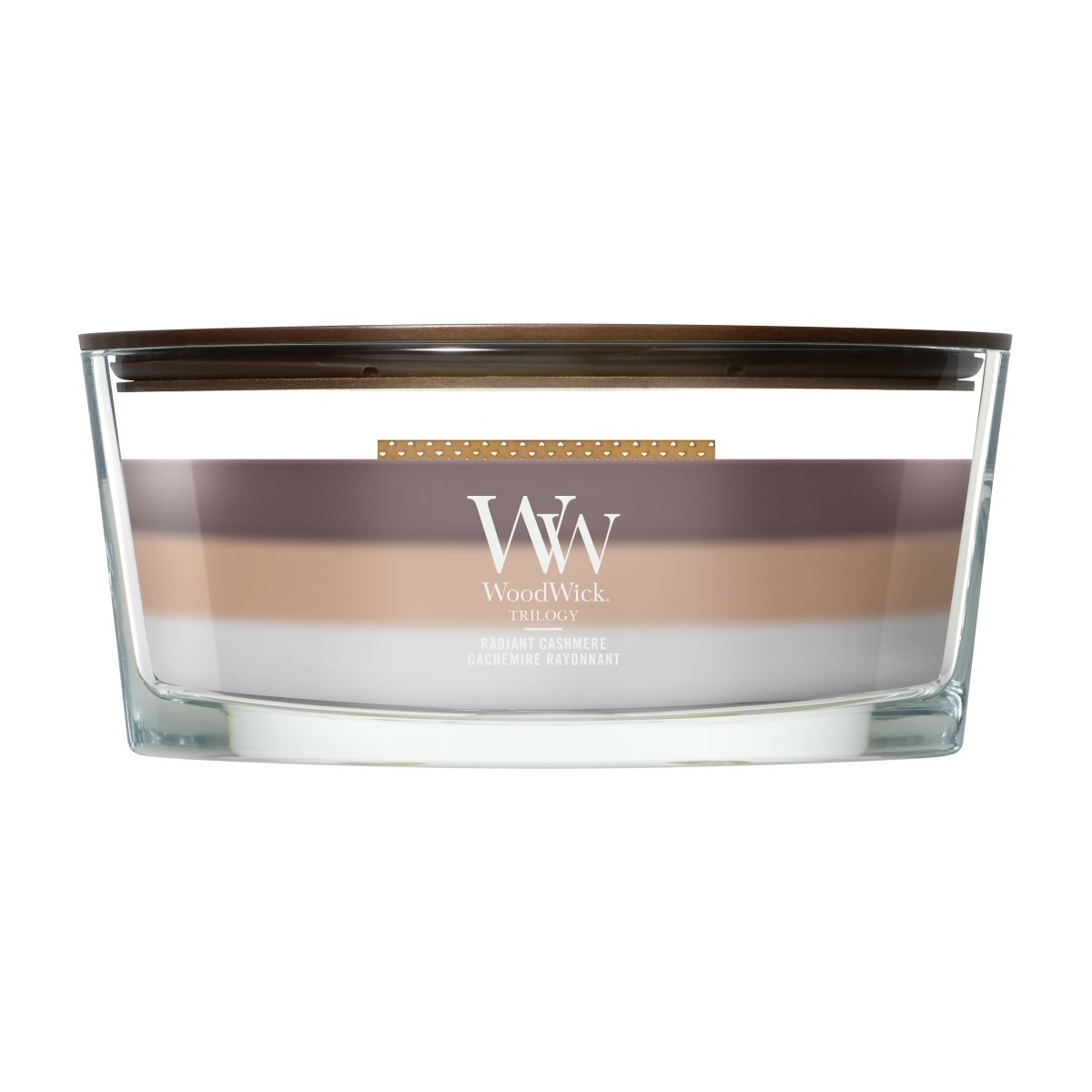 Svíčky WoodWick oválné - Vonná svíčka WoodWick Trilogy oválná Radiant Cashmere 453g