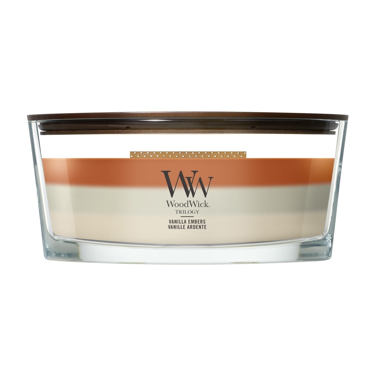 Svíčky WoodWick oválné - Vonná svíčka WoodWick Trilogy oválná Vanilla Embers 453g